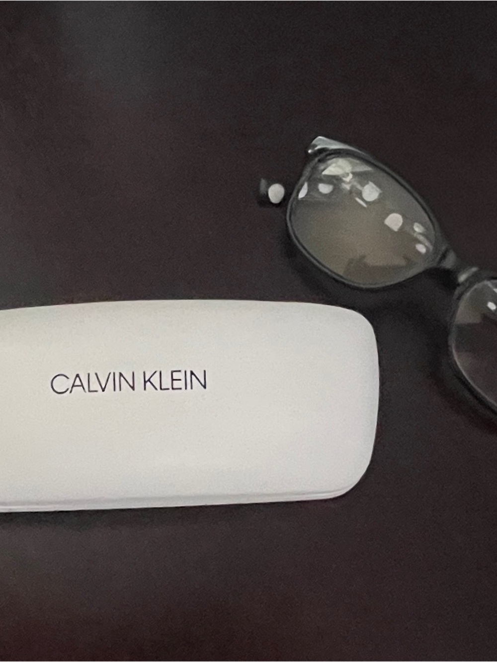 Calvin Klein White Hard Eyeglass Case